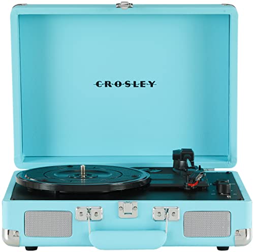 Crosley CR8005DP-TQ1 Cruiser Plus Vintage 3-Speed Bluetooth in/Out Suitcase Vinyl Record Player Turntable, Turquoise - Image 1