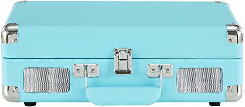 Crosley CR8005DP-TQ1 Cruiser Plus Vintage 3-Speed Bluetooth in/Out Suitcase Vinyl Record Player Turntable, Turquoise - Image 4