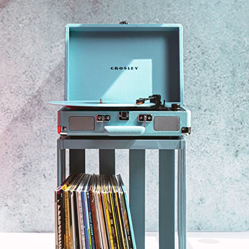 Crosley CR8005DP-TQ1 Cruiser Plus Vintage 3-Speed Bluetooth in/Out Suitcase Vinyl Record Player Turntable, Turquoise - Image 2
