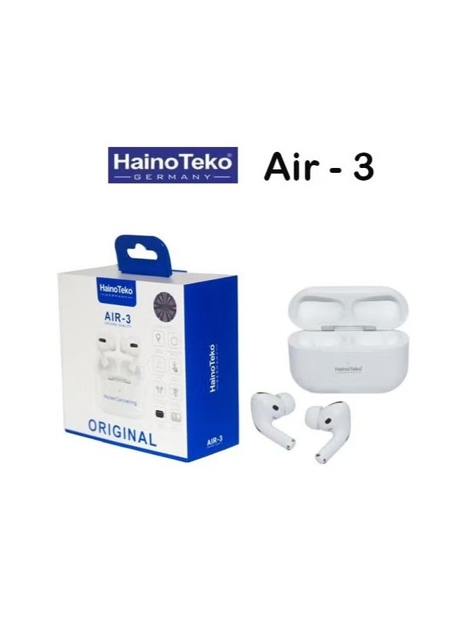 Haino Teko Wireless Bluetooth Air3 Earphones | True Wireless, High-Quality Sound, Noise Cancelling, Comfortable Fit, Touch Control | Compatible with iOS & Android | Ideal for Music, Calls, and Sports - Image 3