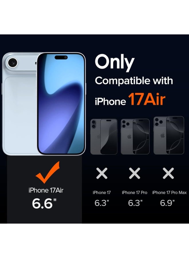 راكسوم جراب 3 في 1 لهاتف iPhone 17 Air مقاس 6.6 بوصة - غطاء TPU شفاف رفيع مقاوم للصدمات + [عبوتان] واقيات شاشة من الزجاج المقوى + غطاء عدسة الكاميرا، مقاوم للخدش والاصفرار، متوافق مع الشحن اللاسلكي - Image 2