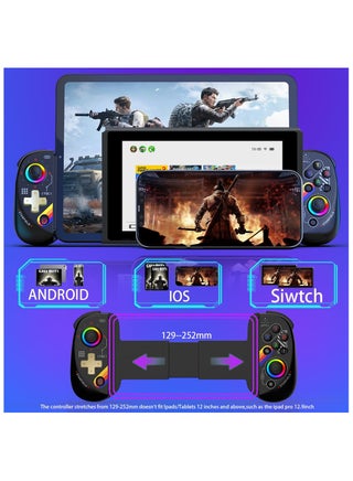 Controller Gaming MAJESTECH NEW D8 Wireless Bluetooth - Hall Joystick, RGB, Vibration, Per IPhone/Android/iPad/Tablet E PC/Switch/PS - 2