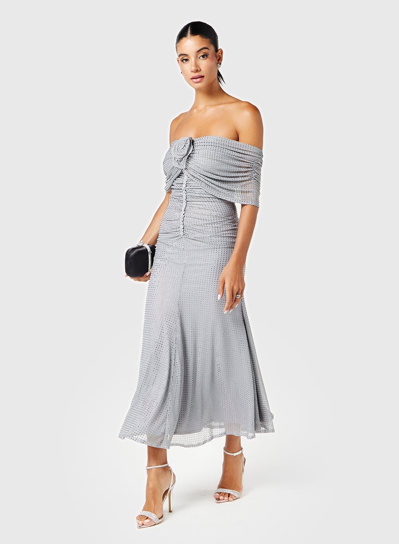 ثريدز باي اجوني فستان ميدي مكشوف الكتفين - Image 4