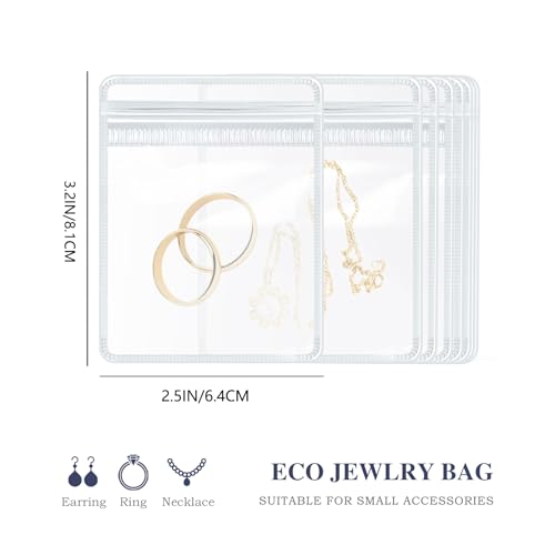 HOMEHIVE Travel Jewelry Bags, 20Pcs Clear Travel Jewelry Organizer, Portable Anti Tarnish Jewelry Storage Pouch Bag Gift for Women Girl, 20Pcs Clear Bags - Image 3