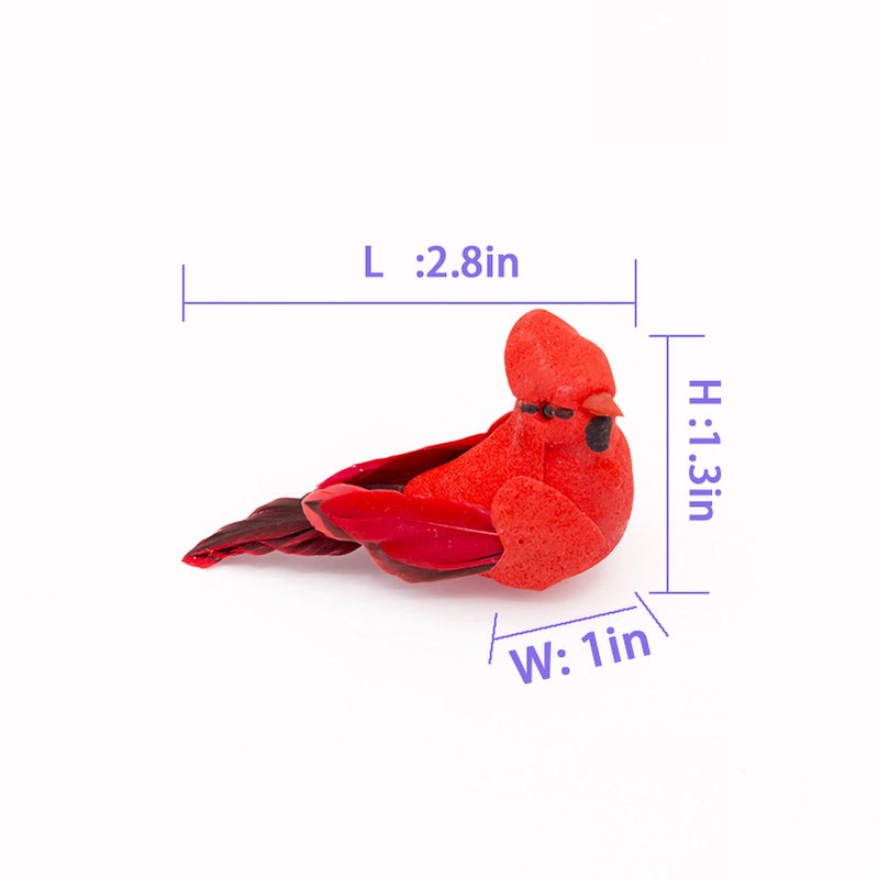 Berfutall-Cardinal Clip On Christmas Tree Ornament Decorations - Red Feathers Set of 12 Pieces Each is 2.8" Lon(A) - Image 4