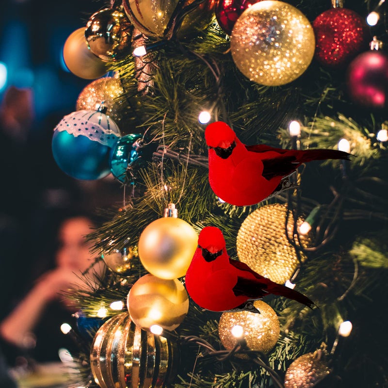 Berfutall-Cardinal Clip On Christmas Tree Ornament Decorations - Red Feathers Set of 12 Pieces Each is 2.8" Lon(A) - Image 3