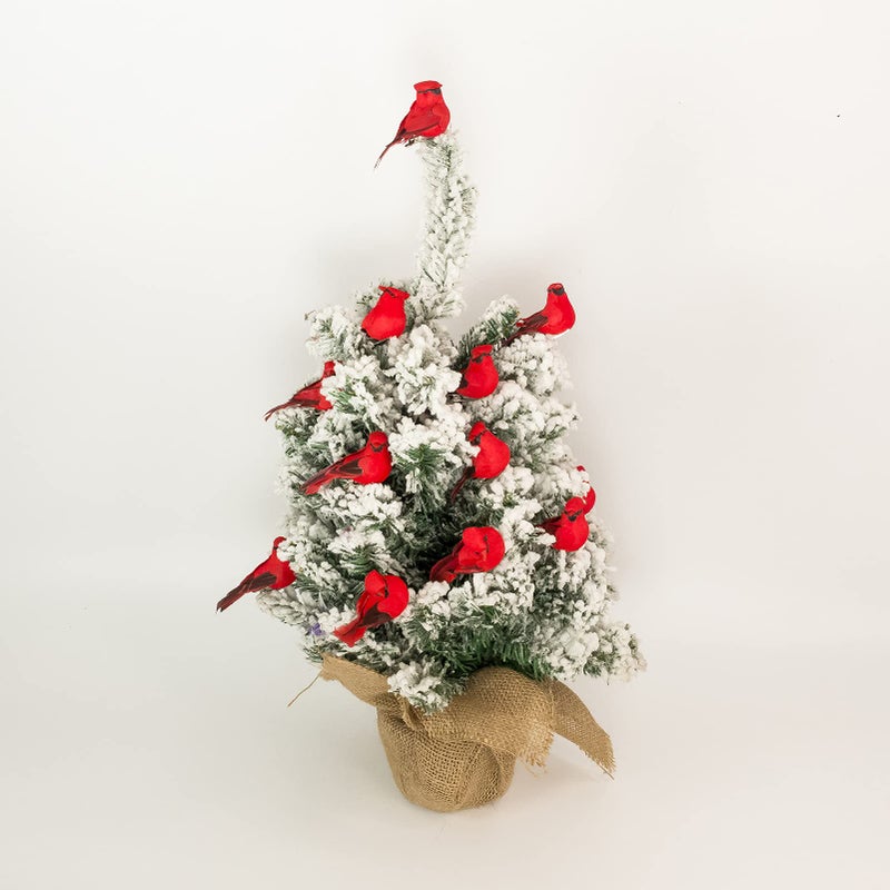 Berfutall-Cardinal Clip On Christmas Tree Ornament Decorations - Red Feathers Set of 12 Pieces Each is 2.8" Lon(A) - Image 2