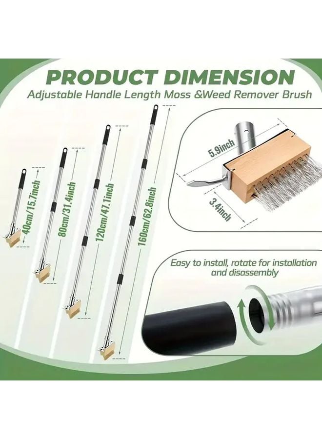 Standard Rod Brush Head Heavy Duty Manual Weeding Tool Long Handle Stainless Steel - Image 4