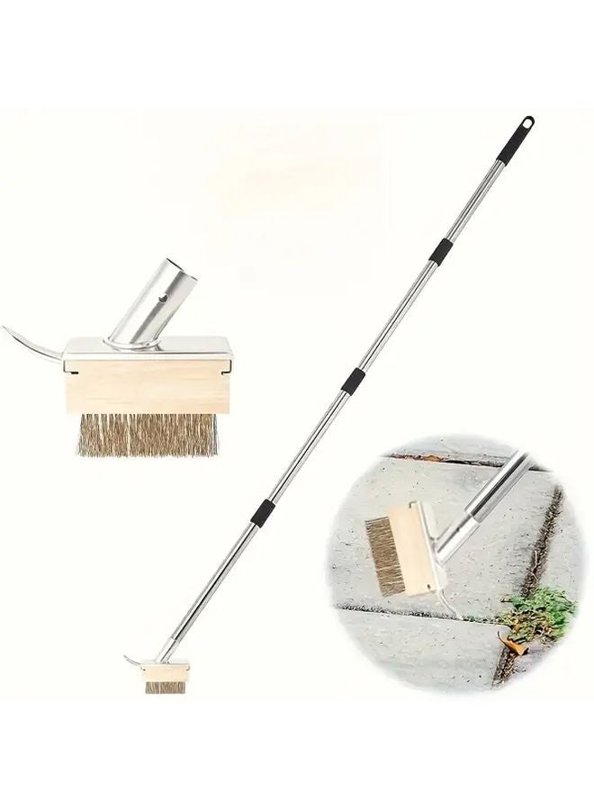 Standard Rod Brush Head Heavy Duty Manual Weeding Tool Long Handle Stainless Steel - Image 1