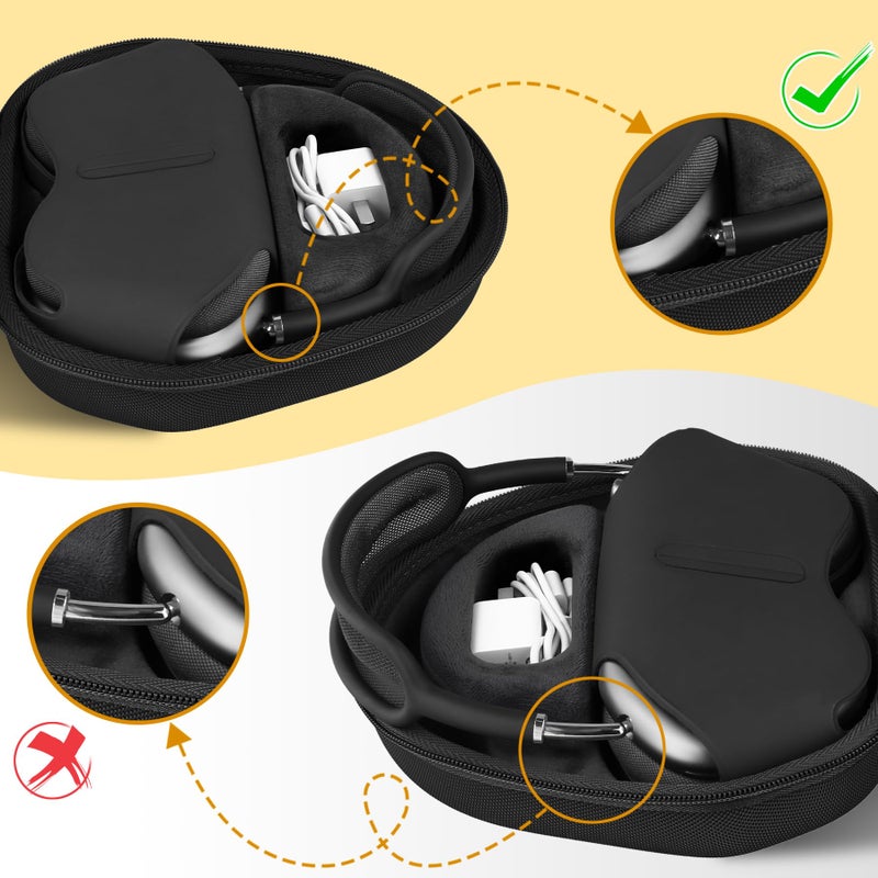 co2CREA Hard Case with Sleep Mode Replacement for Apple AirPods Max Wireless Over-Ear Headphones (Black Case) - Image 3
