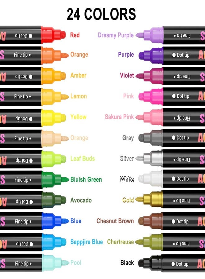 DEYONI 24 Colors Acrylic Paint Markers, Dual Tip Acrylic Paint Pens Markers for Rock, Fabric, Wood, Glass, Craft, Decoration, Adult DIY Crafts Art Supplies - Image 5