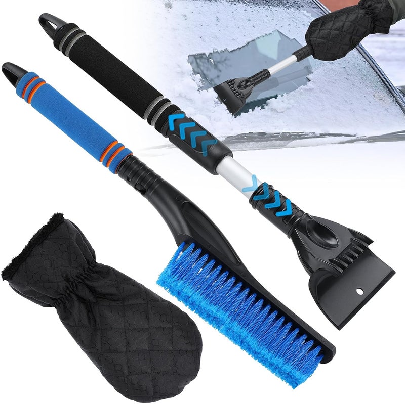 Acostop Snow Removal Tool Kit - 16.5"-23" Extendable Ice Scraper, Long Handle Snow Brush and Warm Glove for Remove Quickly Automotive, Cars, Trucks, SUVs Windshield Snow - Image 1