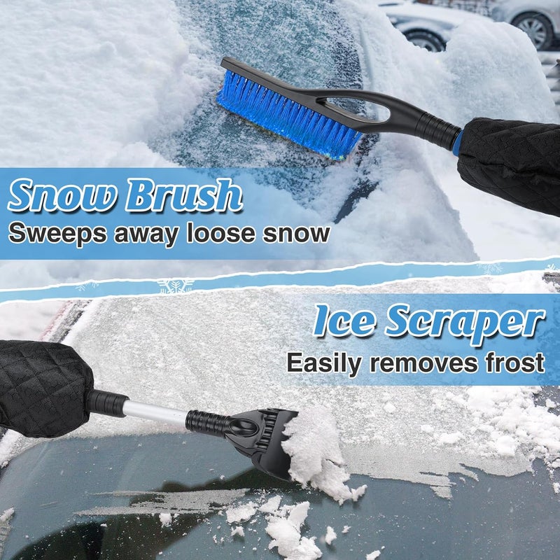 Acostop Snow Removal Tool Kit - 16.5"-23" Extendable Ice Scraper, Long Handle Snow Brush and Warm Glove for Remove Quickly Automotive, Cars, Trucks, SUVs Windshield Snow - Image 5