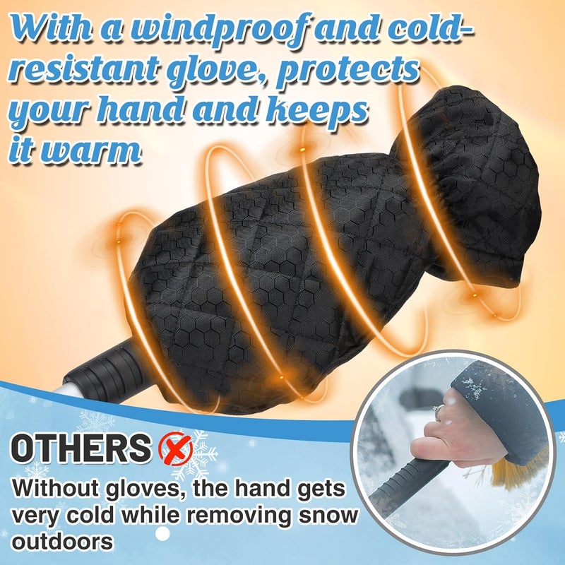 Acostop Snow Removal Tool Kit - 16.5"-23" Extendable Ice Scraper, Long Handle Snow Brush and Warm Glove for Remove Quickly Automotive, Cars, Trucks, SUVs Windshield Snow - Image 3