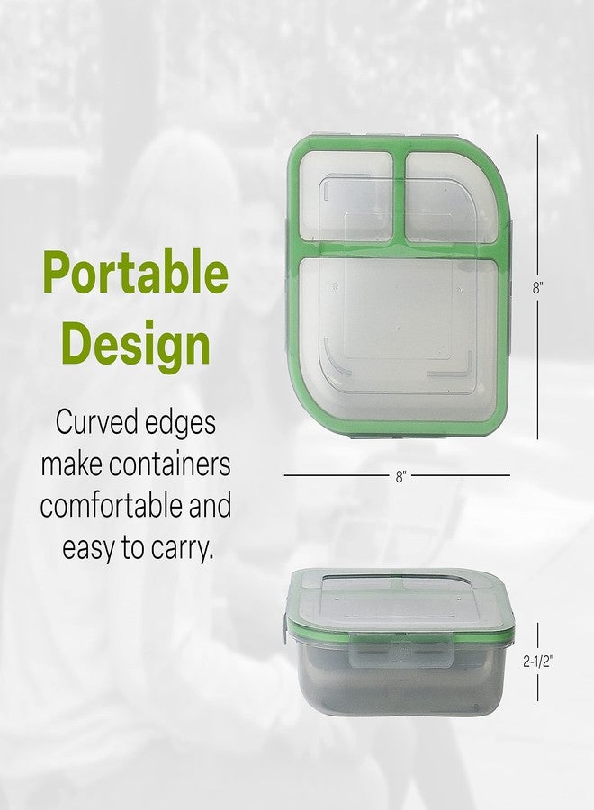 MyGo Container حاويات طعام ماي جو بأحجام متنوعة، عبوة من 3 قطع، قابلة لإعادة الاستخدام، آمنة للاستخدام في الميكروويف، لون دخاني/أخضر، معتمدة من مؤسسة NSF، لون دخاني/أخضر - Image 2