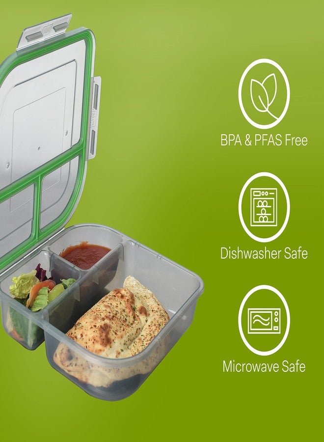 MyGo Container حاويات طعام ماي جو بأحجام متنوعة، عبوة من 3 قطع، قابلة لإعادة الاستخدام، آمنة للاستخدام في الميكروويف، لون دخاني/أخضر، معتمدة من مؤسسة NSF، لون دخاني/أخضر - Image 3