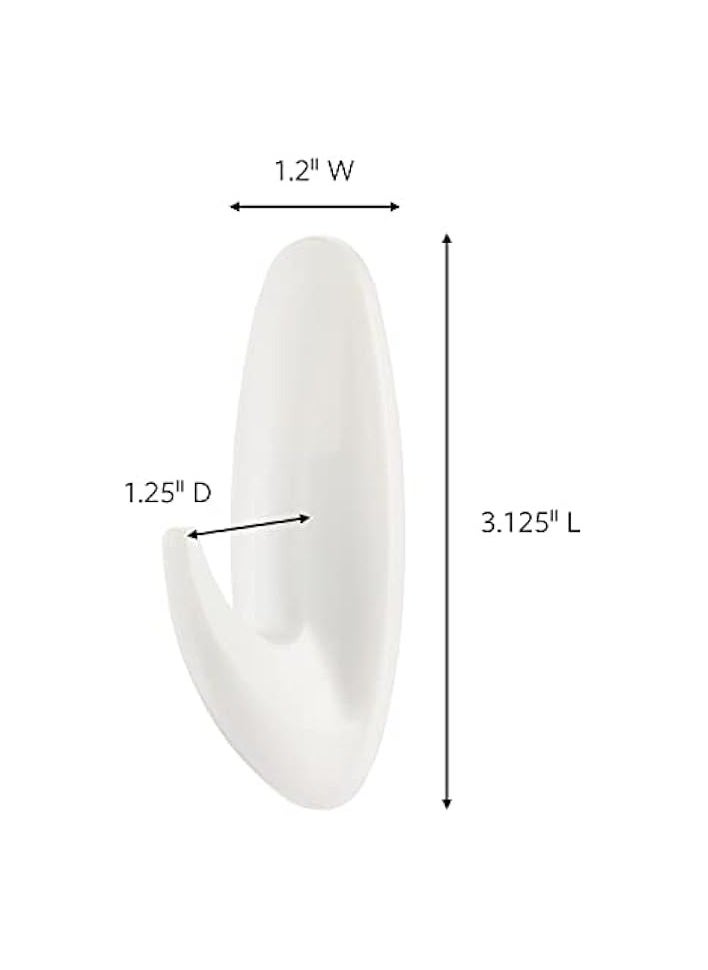Command 17086QES Quartz Race Hook, Holds 1.3 kg, each hook, white color, 2 hooks and 4 strips/pack, Decorate Damage-Free  - Image 2