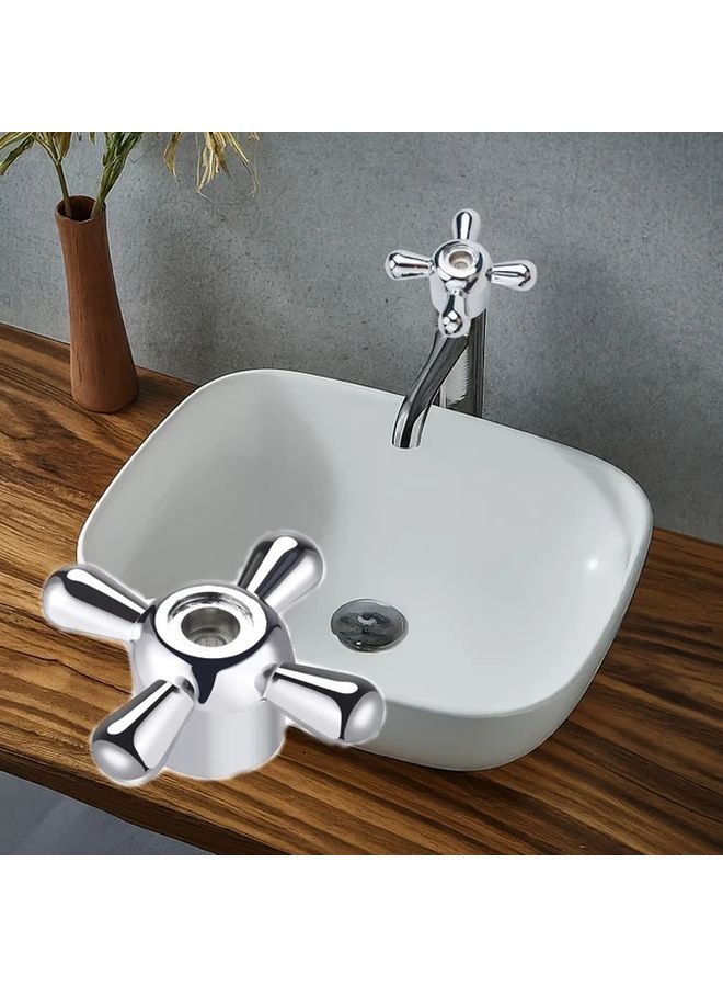 قطعتان صنبور فولاذ سبائكي مصقول بمقبض واحد، رافعة فتح سريع فضي للحمام والمطبخ - Image 5