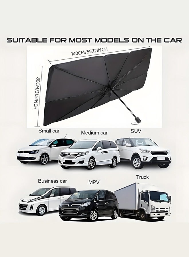 كيدل Universal Car Windshield Sun Shade- UV Reflective Sunshield with Heat Blocking Panel, Foldable Sunscreen Protector for Front Window - Image 2