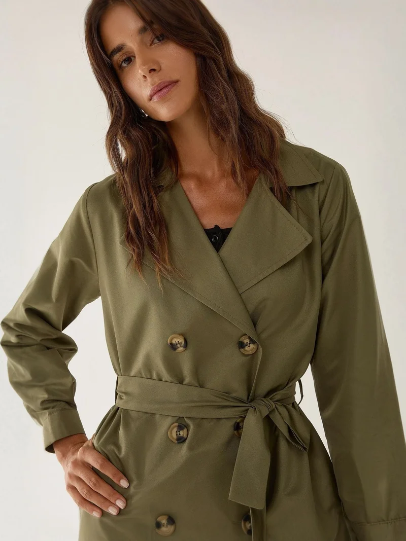 HICCUP Buttoned Light Trenchcoat with a Belt