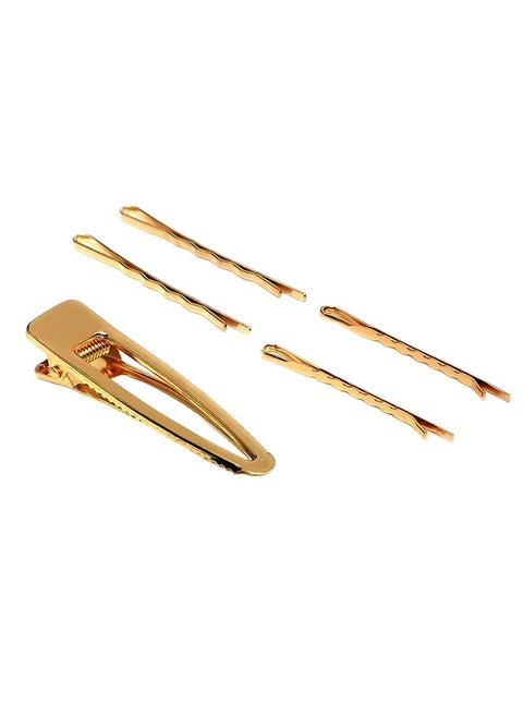 Just Peachy Gold-Toned Hair Accessory Set - Includes Elegant Claw Clip & Matching Pins, Stylish, Durable Hair Accessories for Women, Perfect for All Hair Types, Ideal for Everyday Wear