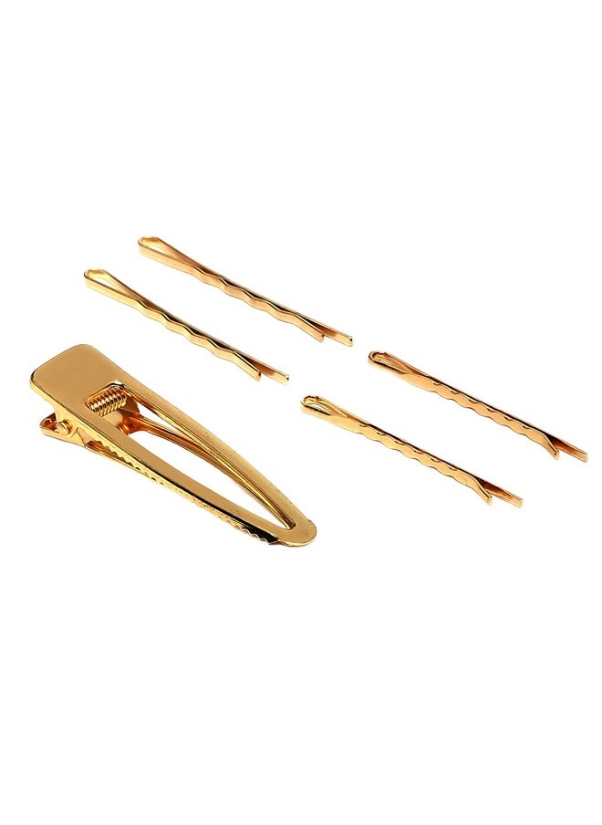 Just Peachy Just Peachy Gold-Toned Hair Accessory Set - Includes Elegant Claw Clip & Matching Pins, Stylish, Durable Hair Accessories for Women, Perfect for All Hair Types, Ideal for Everyday Wear  - Image 1