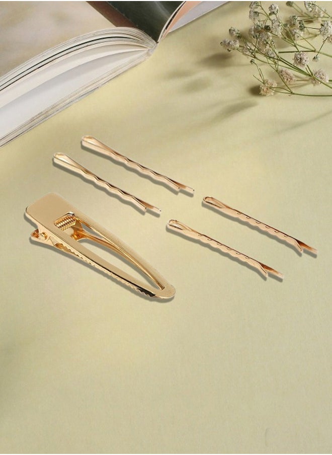Just Peachy Just Peachy Gold-Toned Hair Accessory Set - Includes Elegant Claw Clip & Matching Pins, Stylish, Durable Hair Accessories for Women, Perfect for All Hair Types, Ideal for Everyday Wear  - Image 3
