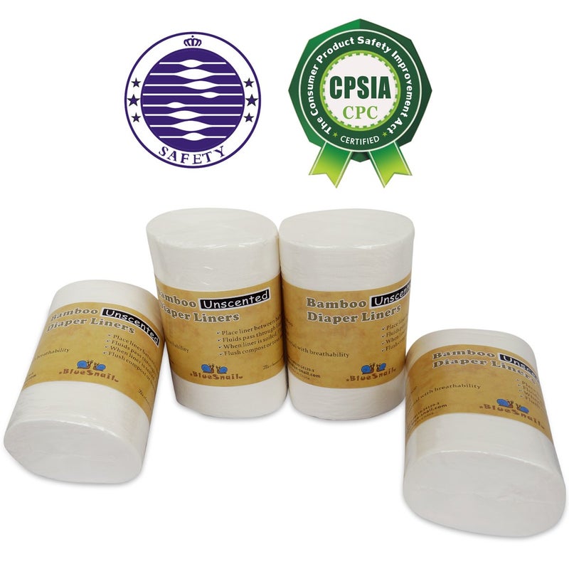 BlueSnail Rayon Unscent Diaper Liners- Fragance Free and Chlorine Free(4PK) 400 Count by BlueSnailï¼ˆWhiteï¼‰ - Image 3