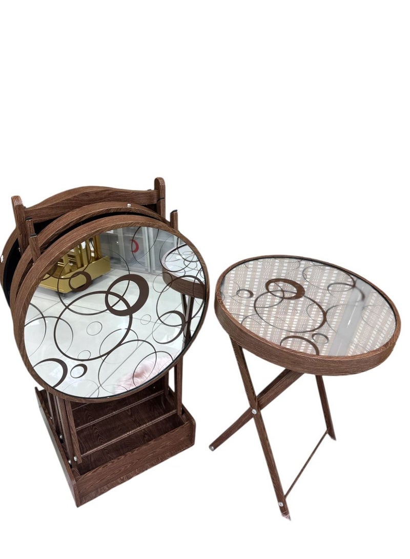 AL KHALDIYA 4-piece transparent foldable side service tables for an elegant and ideal home, suitable for serving