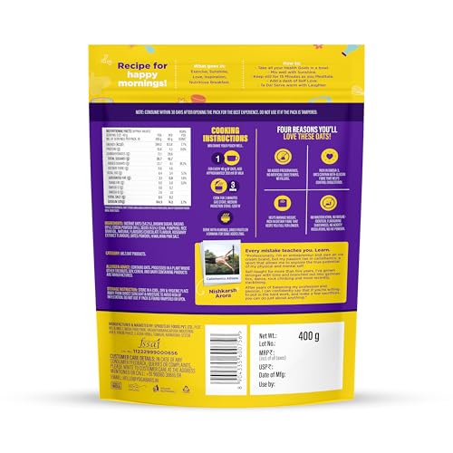 Yogabar Dark Chocolate Oatmeal 400g - Gluten Free Whole Oatmeal for Breakfast - Healthy Breakfast Cereal with High Protein Oats - Healthy Dessert Pudding - - Image 2