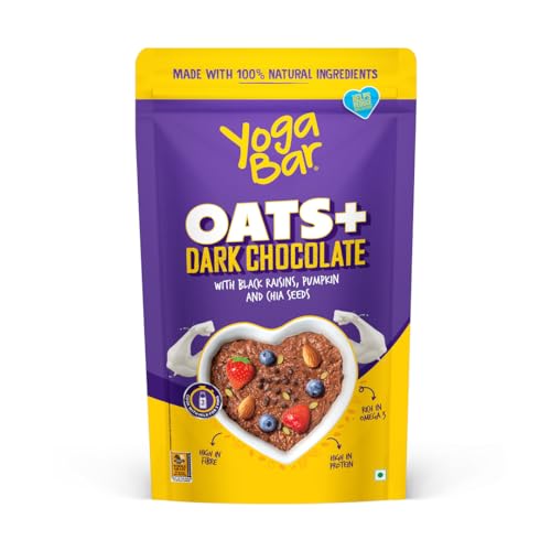 Yogabar Dark Chocolate Oatmeal 400g - Gluten Free Whole Oatmeal for Breakfast - Healthy Breakfast Cereal with High Protein Oats - Healthy Dessert Pudding - - Image 1