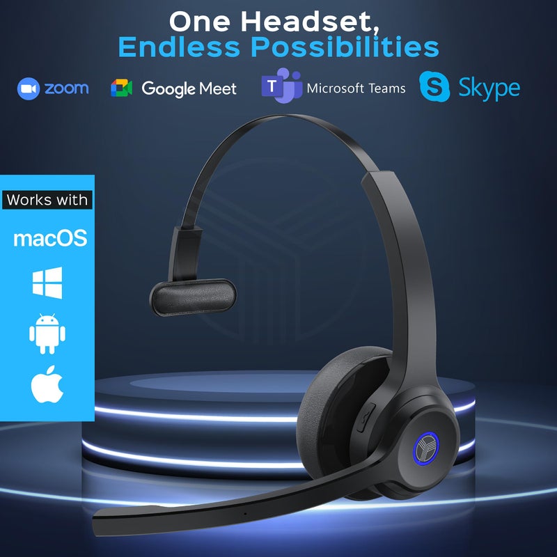 TREBLAB C7 - Single Ear Bluetooth Headset with Mic, Bluetooth 5.4, 45H Playtime, Type-C Fast Charging, IPX4 Waterproof, Wireless Headset with Mic for Trucker, Work, Calls, Home Office - Image 2