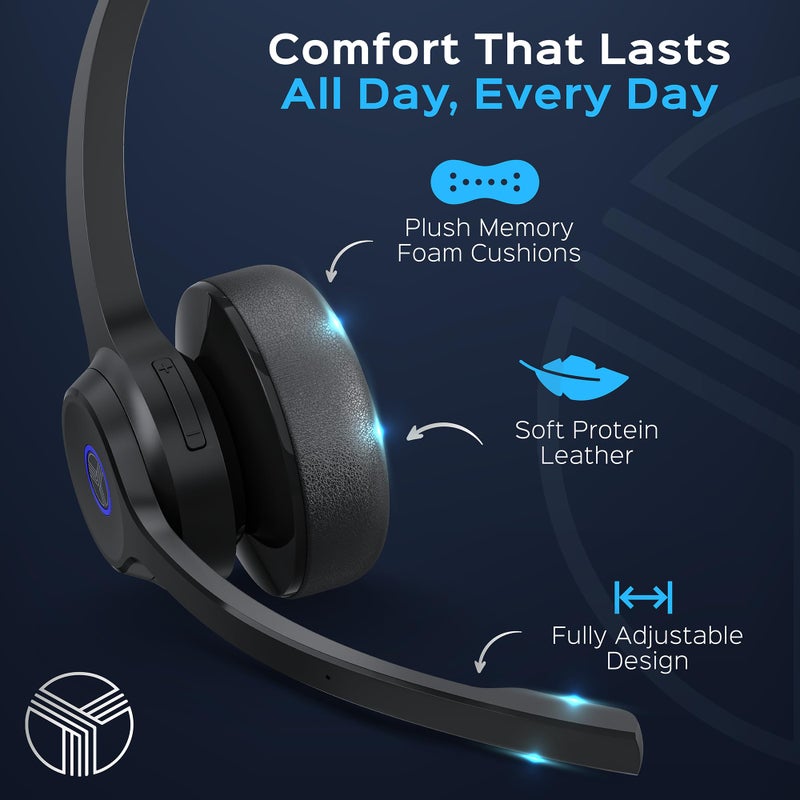 TREBLAB C7 - Single Ear Bluetooth Headset with Mic, Bluetooth 5.4, 45H Playtime, Type-C Fast Charging, IPX4 Waterproof, Wireless Headset with Mic for Trucker, Work, Calls, Home Office - Image 5
