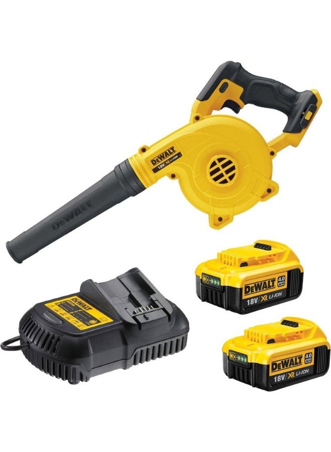 ديوالت بلاور ومنفاخ هواء لاسلكي ببطارية 18 فولت من ديوالت DEWALT - طارد أوراق شجر وغبار مدمج وسريع بمعدل تدفق 80 م/ث وسرعة 18000 دورة/دقيقة موديل DCV100D2-GB مع بطاريتين وشاحن - Image 1