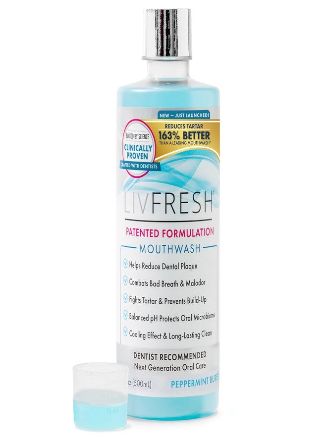 LIVFRESH Mouthwash, Clinically Proven, 163% Better Tartar Control, 114% Better Gum Health, 72% Better Plaque Reduction, 38% Better at Eliminating Bad Breath, Peppermint Burst, 16.9 fl oz - Image 1