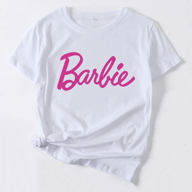 2023 barlbie Babi Shrimp Crewneck Printed White T-shirt Short Sleeve Women's - Image 2