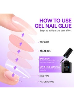 gelike ec Gelike EC Gel Nail Glue UV - 6 in 1 Gel Glue for Nail Tips Need UV Light, 2PCS Strong Adhesive for Press on Nails Acrylic Tips  - Image 4