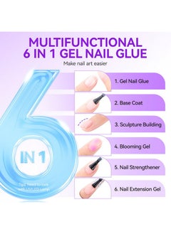 gelike ec Gelike EC Gel Nail Glue UV - 6 in 1 Gel Glue for Nail Tips Need UV Light, 2PCS Strong Adhesive for Press on Nails Acrylic Tips  - Image 3