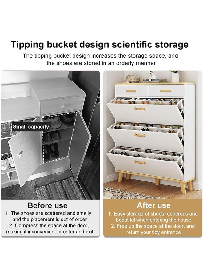 NKX - Entryway Shoe Cabinet Large Capacity Three Tier Shoe Storage with Two Rack - Image 1