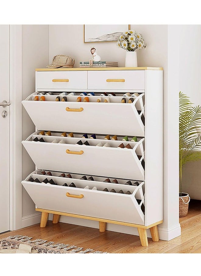 NKX - Entryway Shoe Cabinet Large Capacity Three Tier Shoe Storage with Two Rack - Image 1
