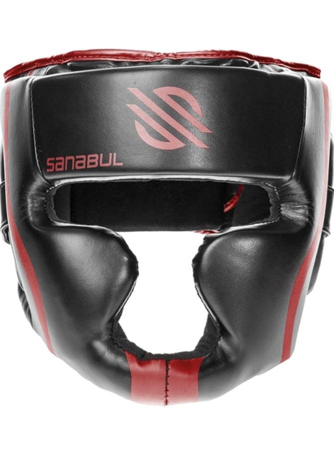 Sanabul  Essential Boxing Headgear – Full Face Coverage, Sparring & Training Headgear for Men & Women – Red, S/M - Image 1