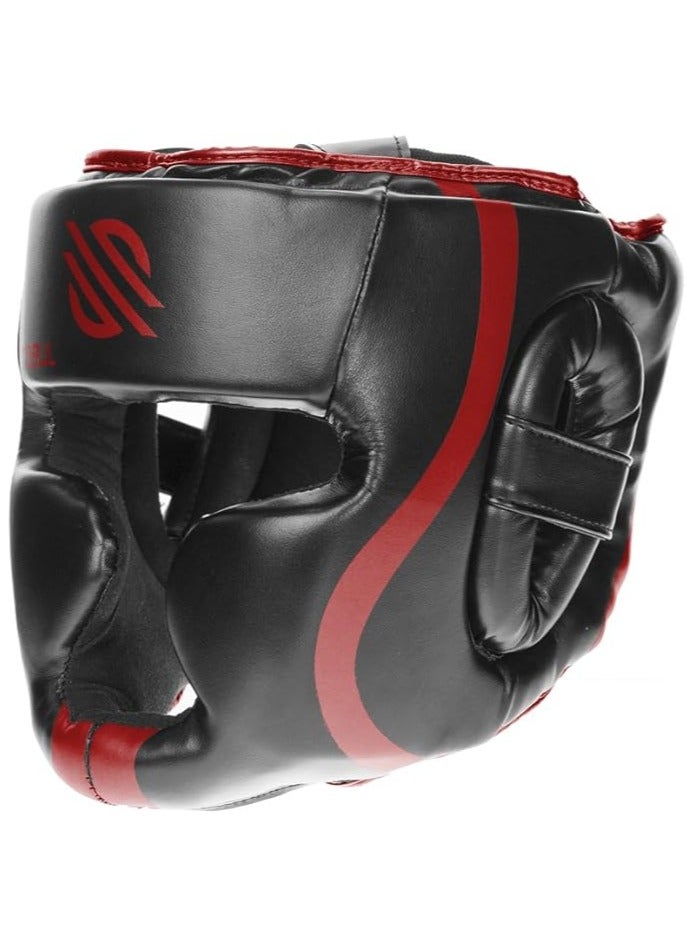 Sanabul  Essential Boxing Headgear – Full Face Coverage, Sparring & Training Headgear for Men & Women – Red, S/M - Image 3