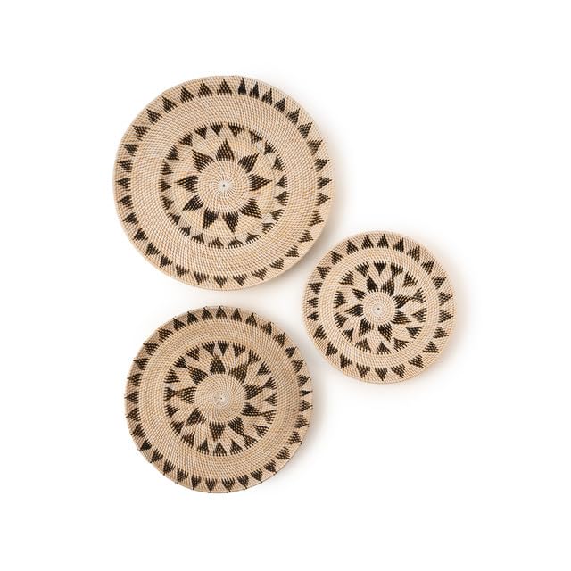 BAGUS HOME DECOR BAGUS HOME DECOR Rattan Plate Unique Blend of Tradition Modernity Pack of 3 Handcrafted Wooden Wall Art for Tranquil Home Decor EcoFriendly Sustainable Material  - Image 1