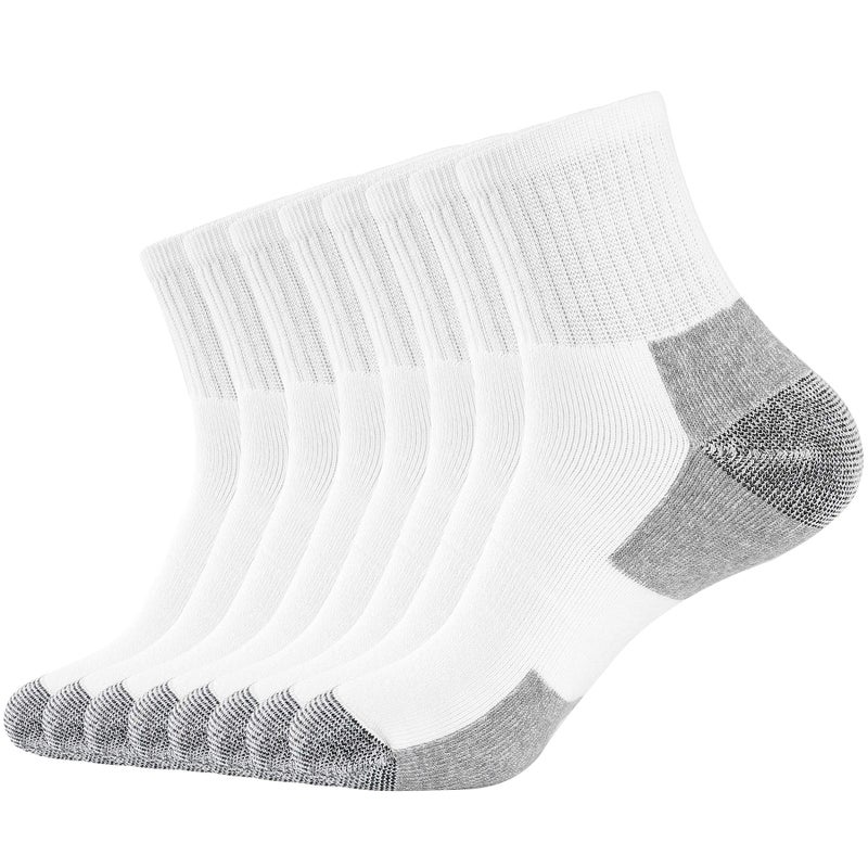 WANDER Men's Athletic Ankle Socks 3-8 Pairs Thick Cushion Running Socks for Men&Women Cotton Socks 7-9/9-12/12-15 (8 Pair A0-white, M) - Image 1