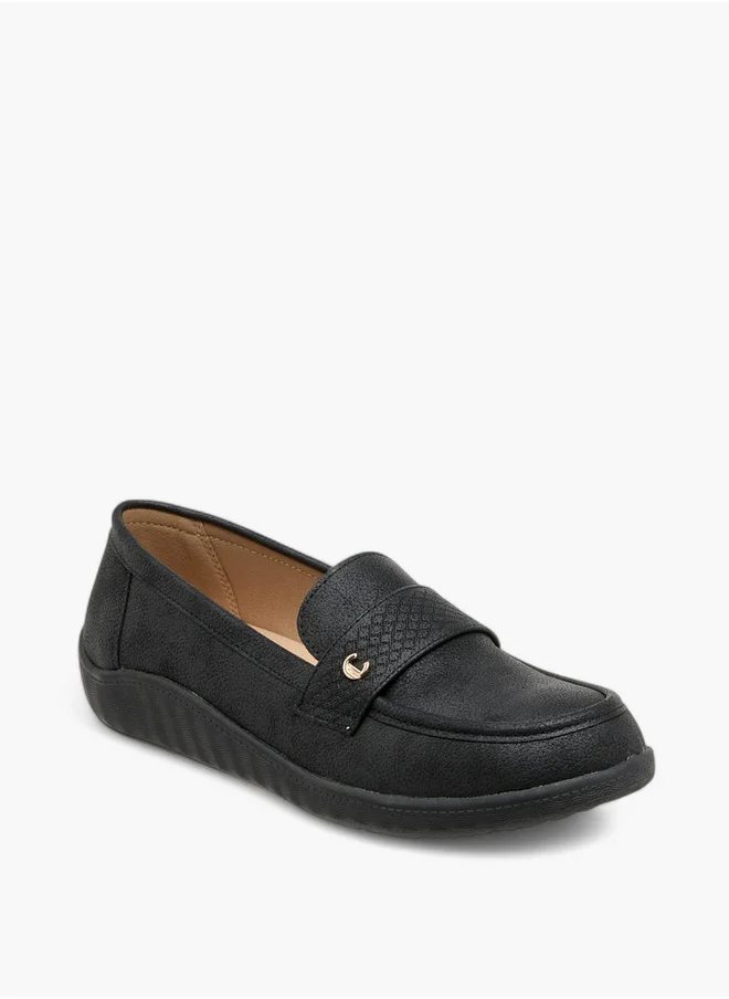لو كونفورت Textured Slip-On Loafers with Metallic Trim