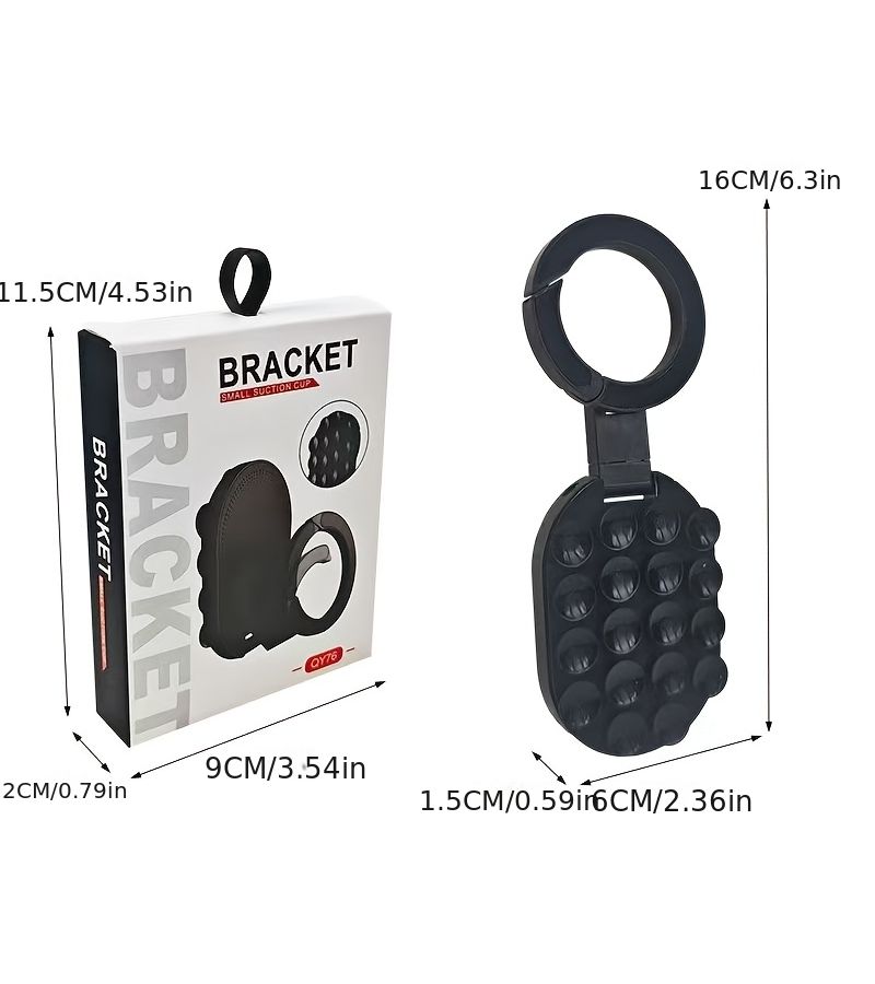 Mini Suction Cup Magnetic Phone Stand Outdoor Travel Dual Sided Foldable Black - Image 2