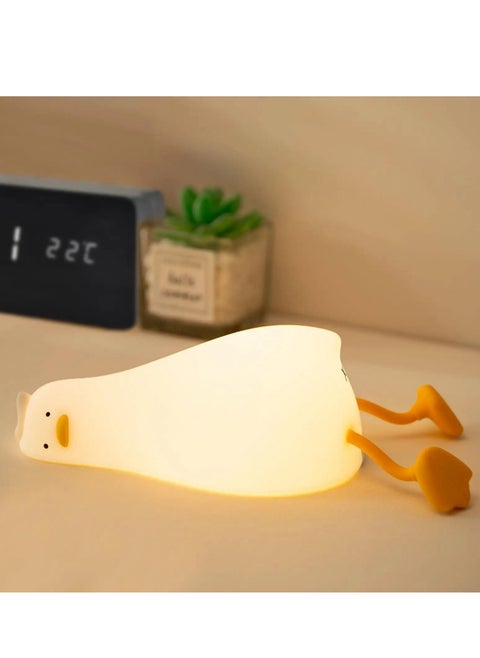 Night Light Ducky Lay Lamp Lying Flat Duck Night Light Cute Led Ducky Night Lamp 3 Brightness Ducky Lamp LED Squishy Duck Lamp Silicone Dimmable Timed