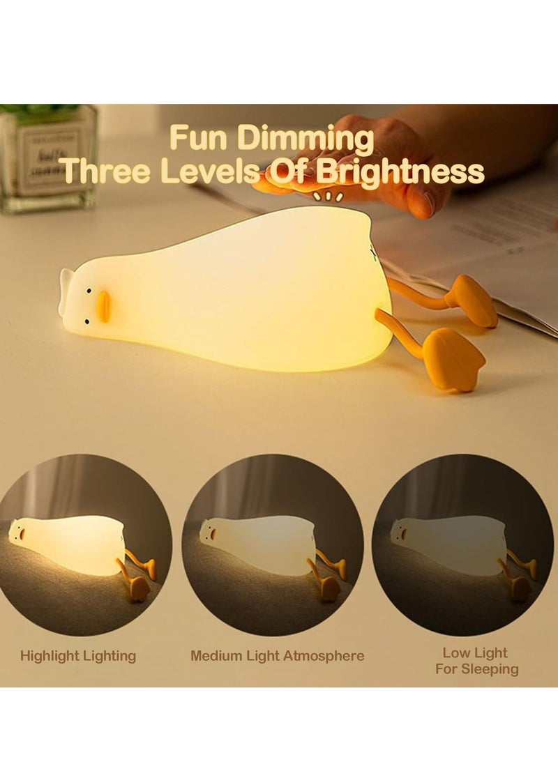 Generic - Night Light Ducky Lay Lamp Lying Flat Duck Night Light Cute Led Ducky Night Lamp 3 Brightness Ducky Lamp LED Squishy Duck Lamp Silicone Dimmable Timed - Image 1