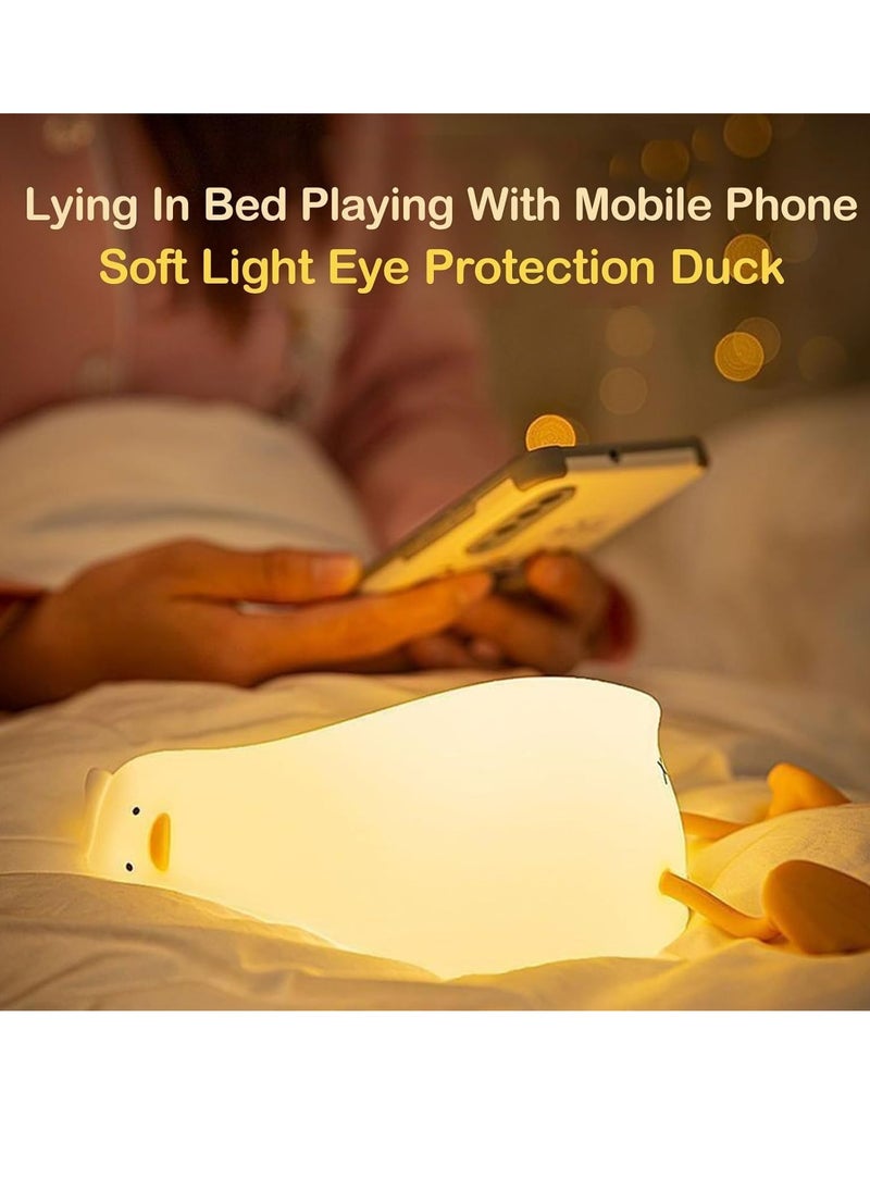 Generic - Night Light Ducky Lay Lamp Lying Flat Duck Night Light Cute Led Ducky Night Lamp 3 Brightness Ducky Lamp LED Squishy Duck Lamp Silicone Dimmable Timed - Image 1