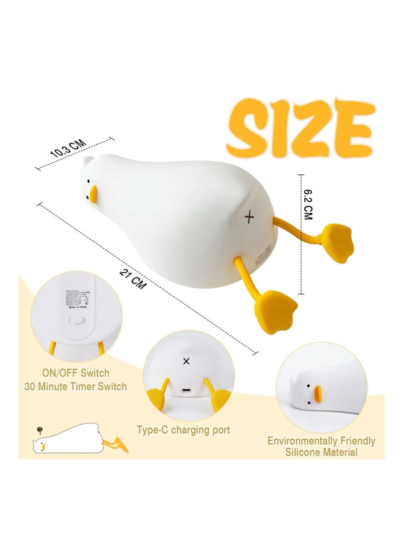 Generic - Night Light Ducky Lay Lamp Lying Flat Duck Night Light Cute Led Ducky Night Lamp 3 Brightness Ducky Lamp LED Squishy Duck Lamp Silicone Dimmable Timed - Image 1